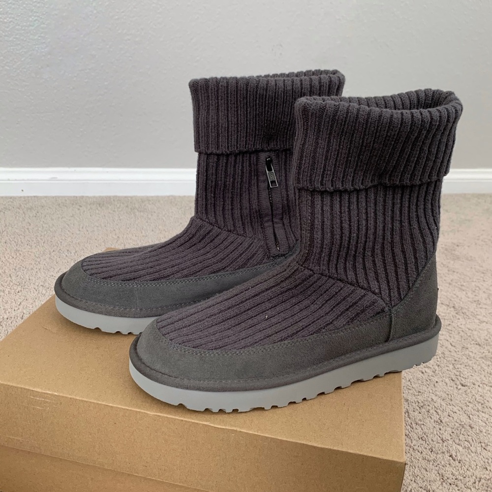 UGG SWEATER KNIT SHORT BOOTS GRAY